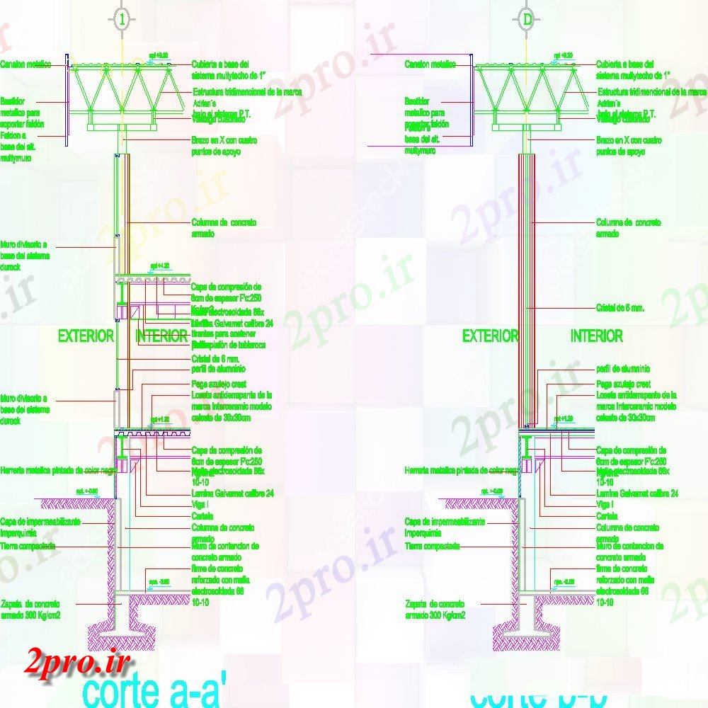 دانلود نقشه جزئیات پله و راه پله  بخش نما  طرحی acd (کد152167)