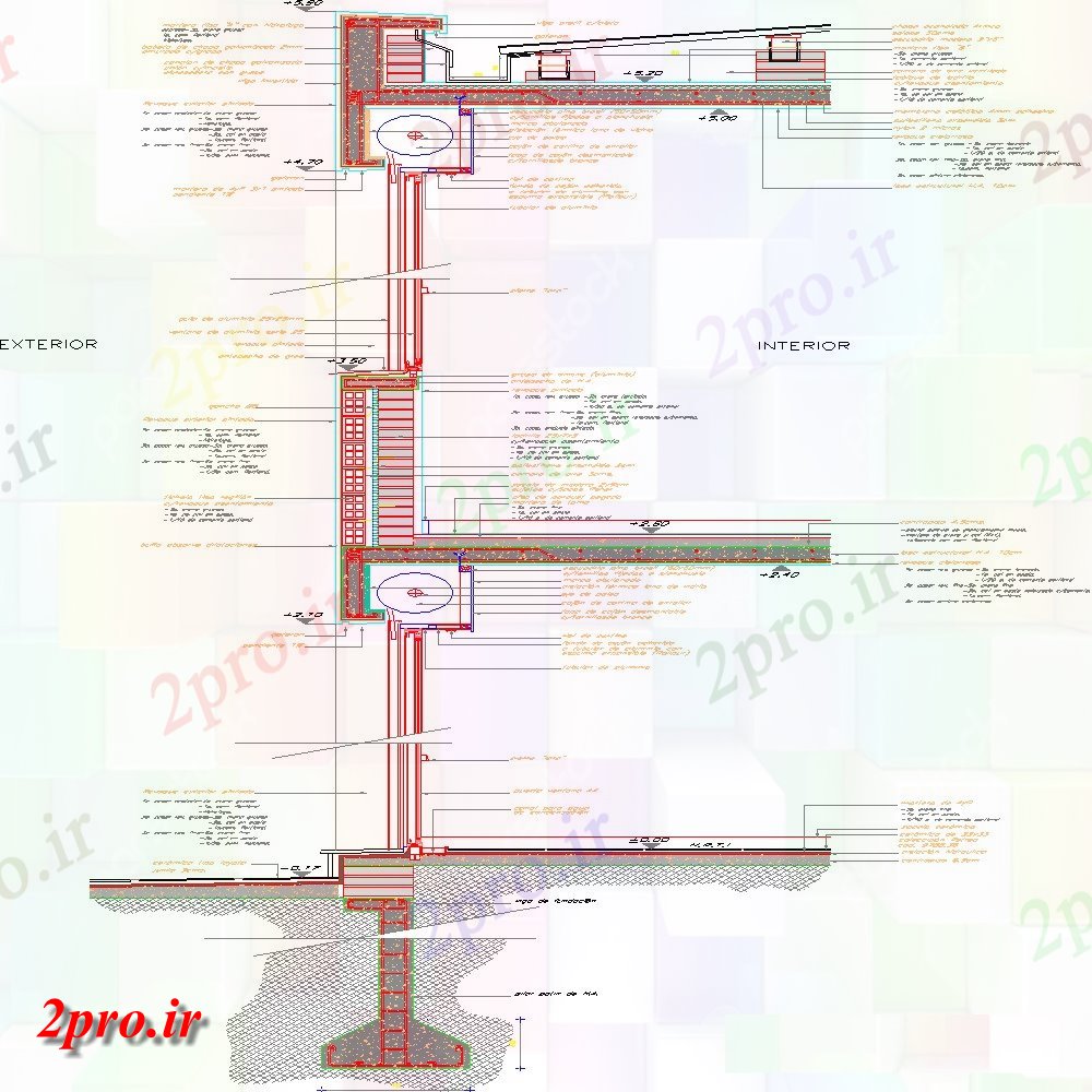 دانلود نقشه جزئیات پله و راه پله  بخش دیوار  طرحی ad (کد152183)