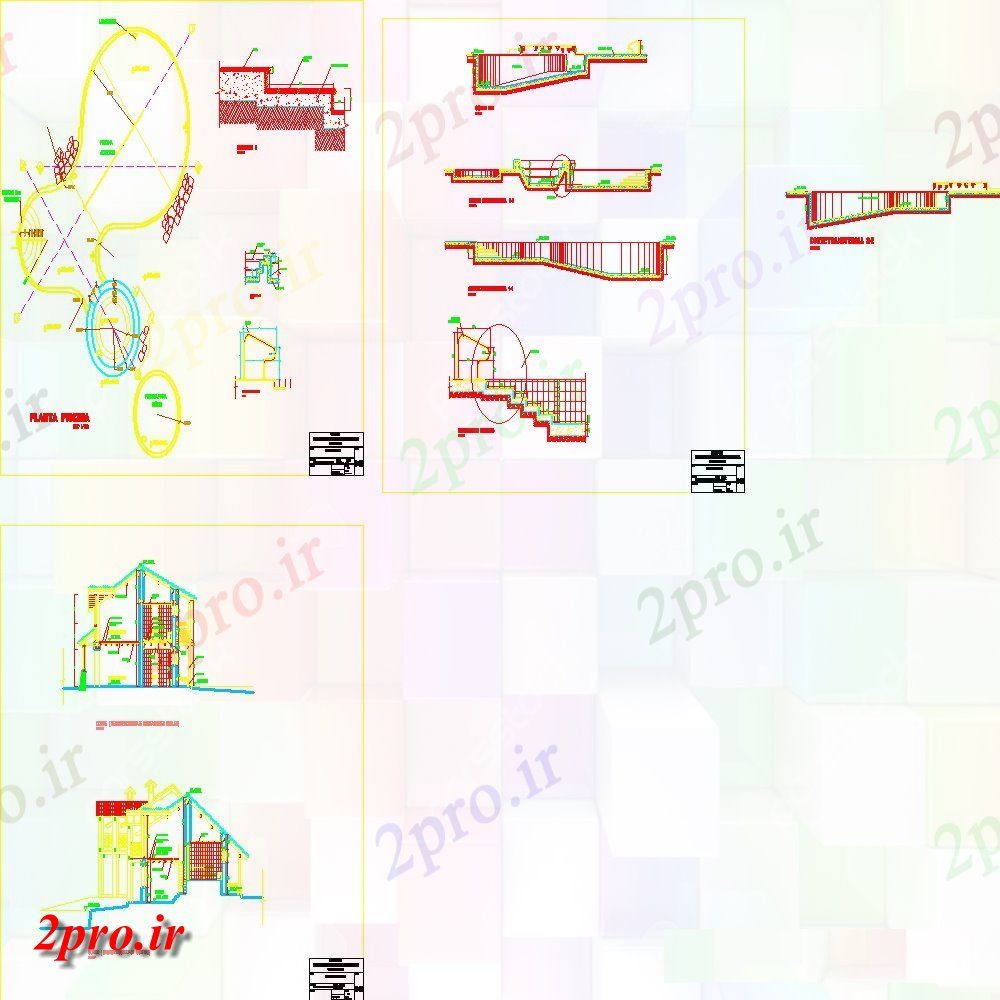 دانلود نقشه جزئیات پروژه های معماری عمومی شنا جزئیات طراحی  (کد152196)
