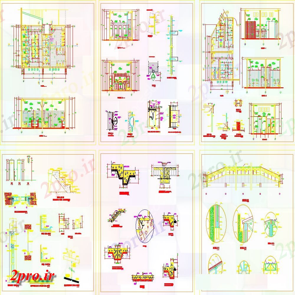 دانلود نقشه طراحی جزئیات ساختار جزئیات ساخت و ساز های مختلف در  (کد152294)