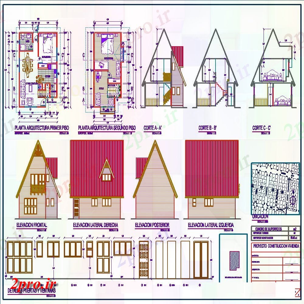 دانلود نقشه مسکونی  ، ویلایی ، آپارتمان  کار طراحی خانه با جزئیات (کد152379)