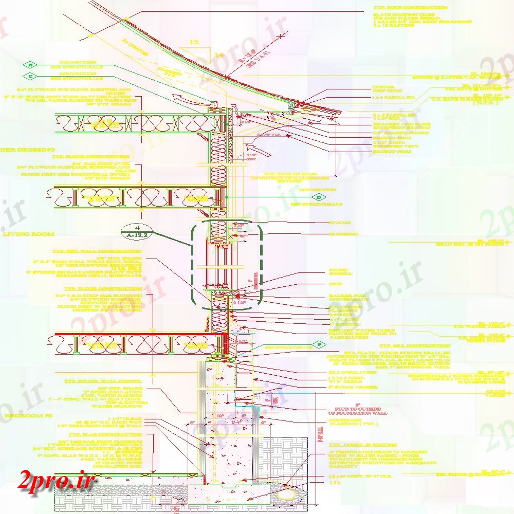 دانلود نقشه جزئیات پله و راه پله  بخش نما  طراحی (کد152398)
