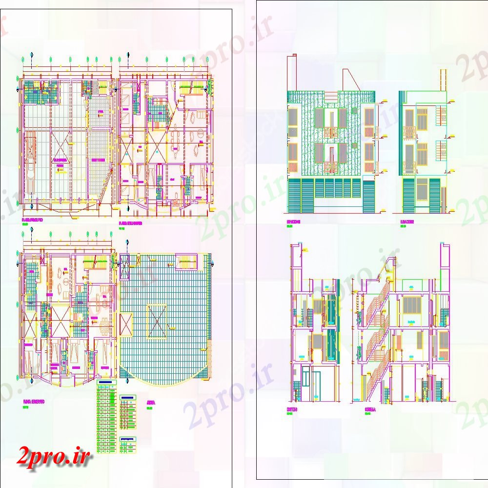 دانلود نقشه مسکونی  ، ویلایی ، آپارتمان  تجارت مسکن طرحی جزئیات (کد152441)