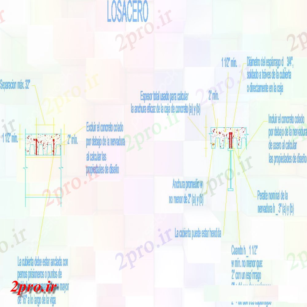 دانلود نقشه جزئیات پله و راه پله  ایزومتریک Losacero  طرحی acd (کد152499)