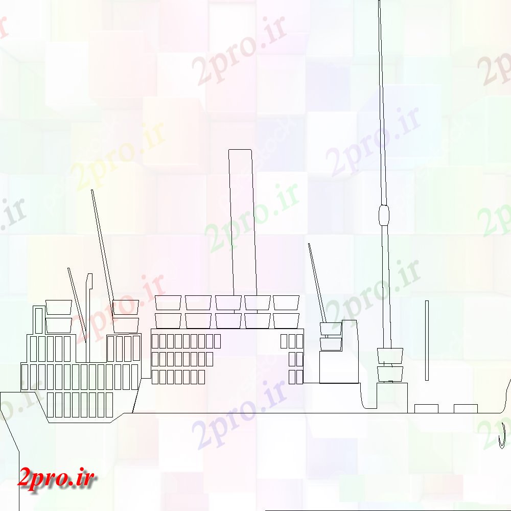 دانلود نقشه بلوک وسایل نقلیه غول سمت کشتی دیدگاه نما  بلوک طراحی (کد152657)