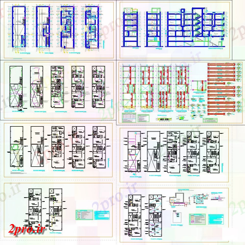 دانلود نقشه مسکونی ، ویلایی ، آپارتمان طرحی مسکن و تجارت جزئیات 5 در 21 متر (کد152931)