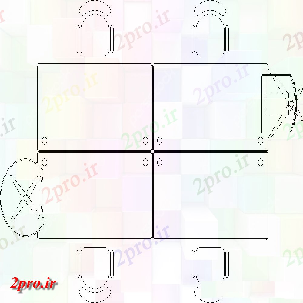 دانلود نقشه بلوک مبلمان جدول مربع با صندلی  بلوک طراحی (کد153007)