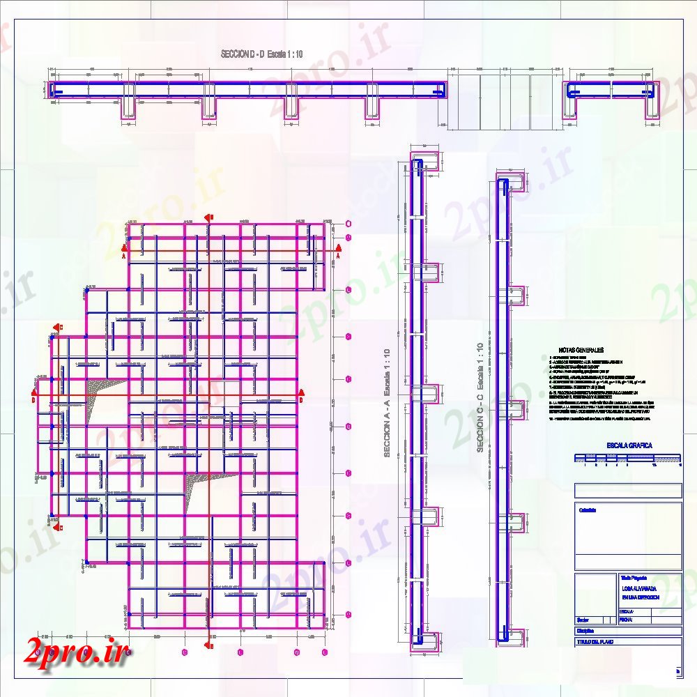 دانلود نقشه طراحی جزئیات تقویت کننده آرمه دال بتنی یک سیم نوار (کد153179)