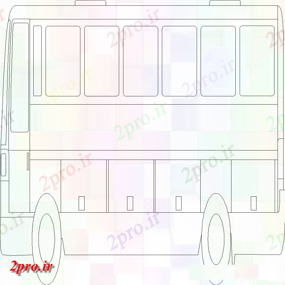 دانلود نقشه بلوک وسایل نقلیه اتوبوس مدرسه به طرف بلوک   طراحی (کد153261)