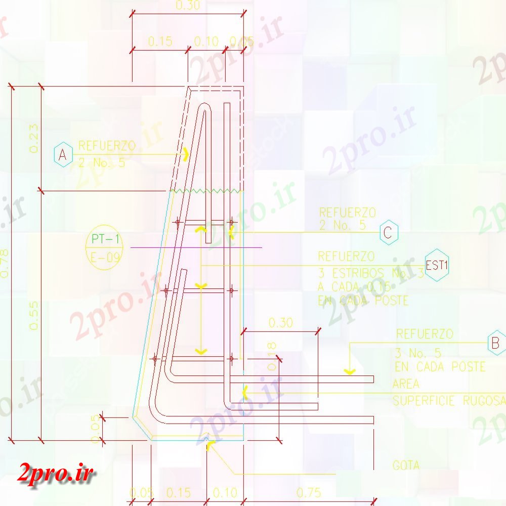 دانلود نقشه جزئیات ساخت پل پل بتنی نرده های  طرح (کد153267)