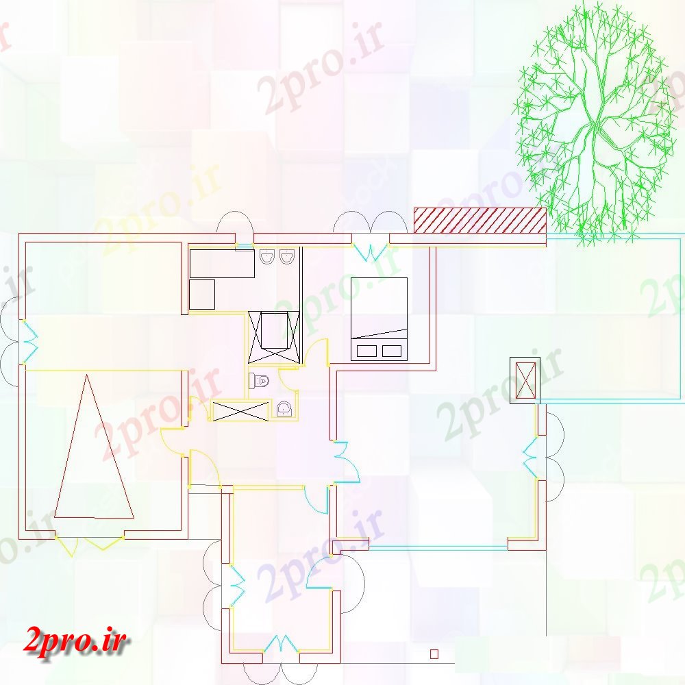 دانلود نقشه مسکونی ، ویلایی ، آپارتمان یکی از خانه خانواده طرحی کلی 11 در 17 متر (کد153575)