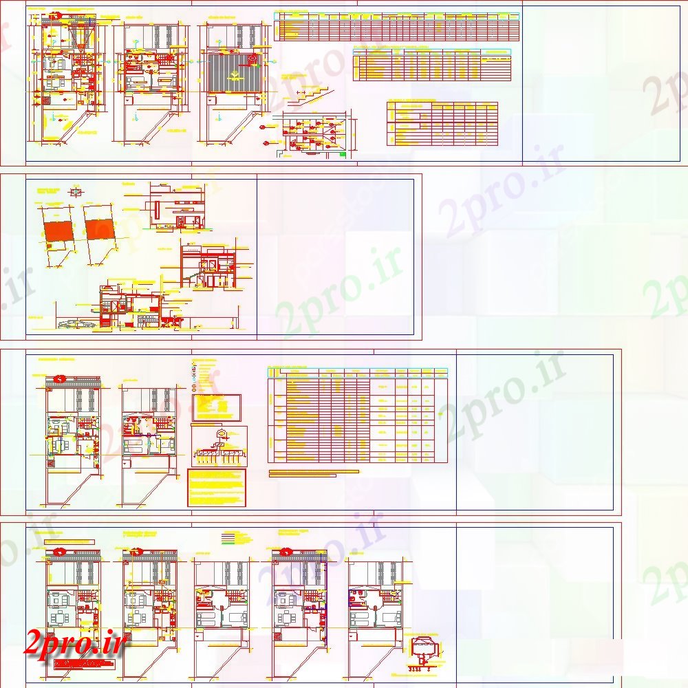 دانلود نقشه مسکونی ، ویلایی ، آپارتمان جلو، عقب و فرم سمت خانه خانواده دوبلکس 7 در 7 متر (کد153664)