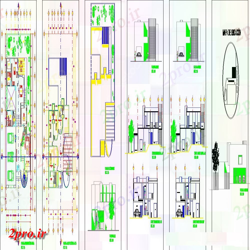دانلود نقشه مسکونی ، ویلایی ، آپارتمان طرحی طبقه جزئیات طرحی از دو طبقه از خانه 20 در 32 متر (کد153961)