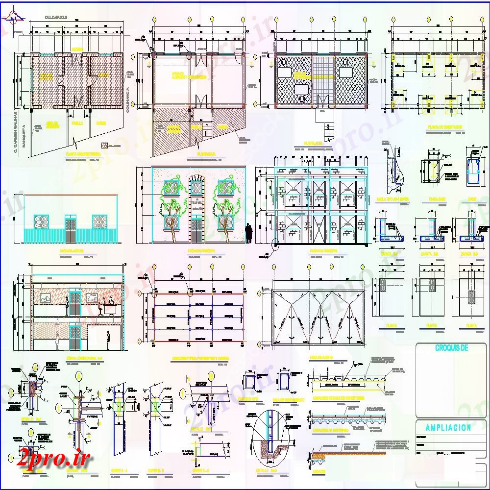 دانلود نقشه ساختمان اداری - تجاری - صنعتی به دفتر شرکت ساخت و ساز پروژه معماری 5 در 13 متر (کد154020)