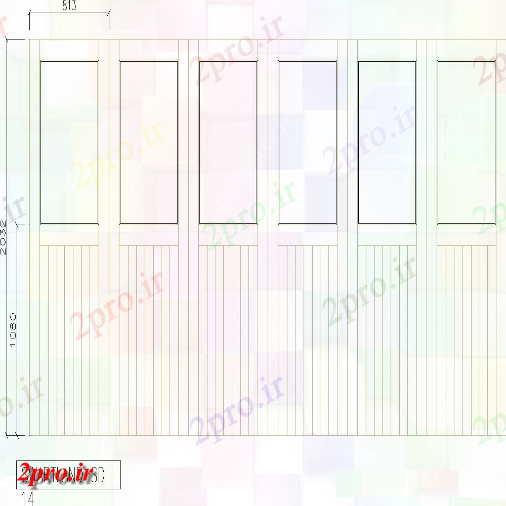 دانلود نقشه جزئیات طراحی در و پنجره  چوبی طراحی پوشش ویندوز (کد154030)