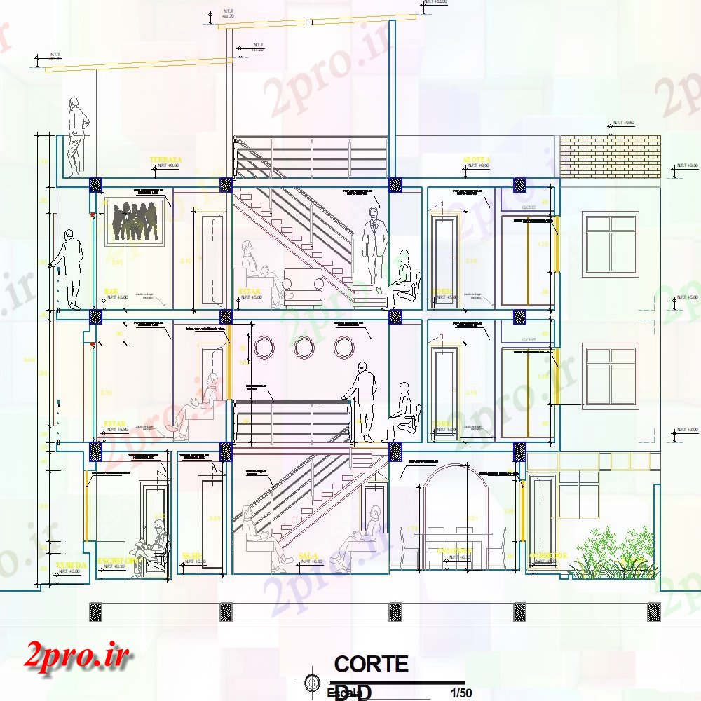 دانلود نقشه مسکونی  ، ویلایی ، آپارتمان  طرحی خانه جزئیات بخش D- ' (کد154053)