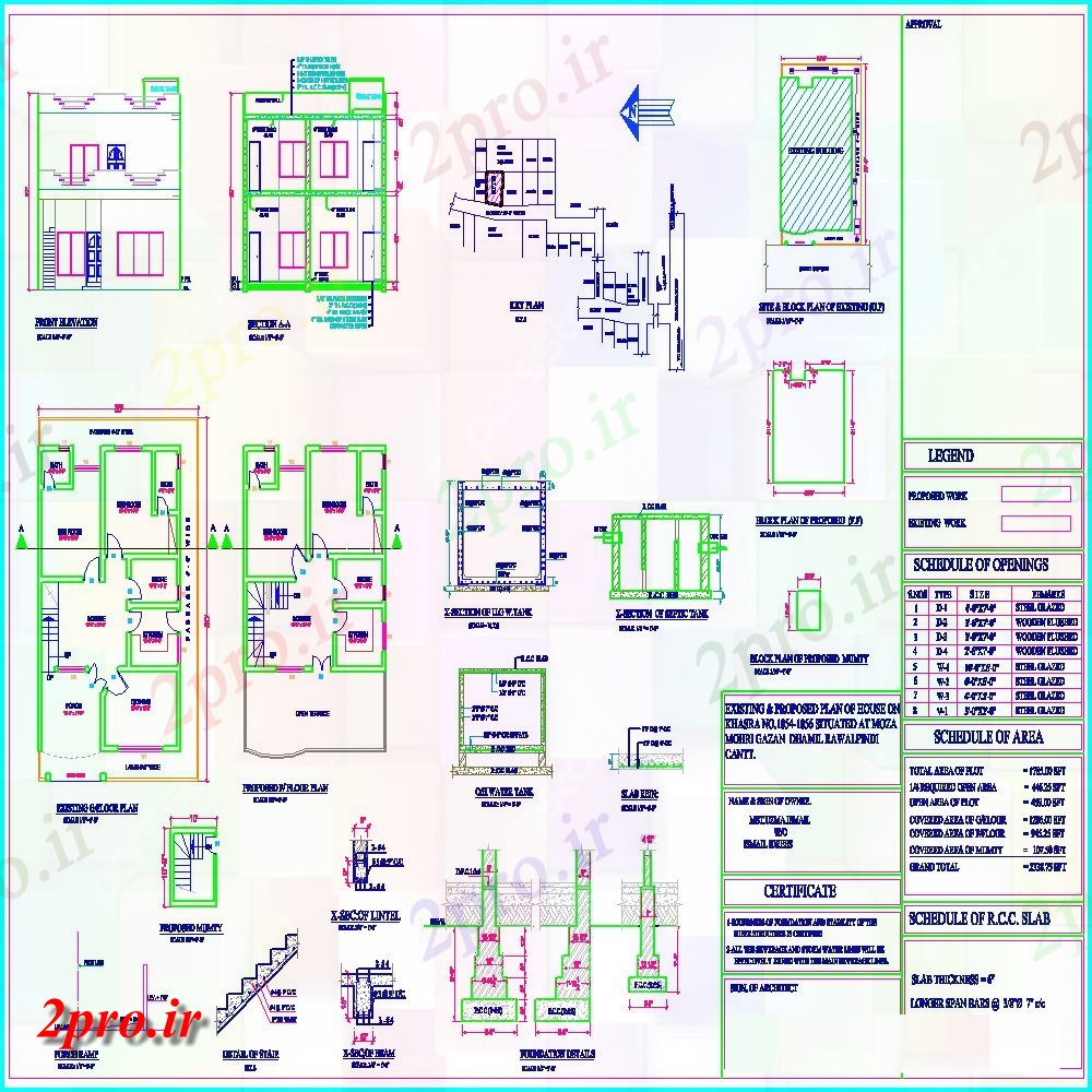 دانلود نقشه مسکونی ، ویلایی ، آپارتمان یک خانواده دو کفپوش پروژه معماری خانه 9 در 12 متر (کد154078)
