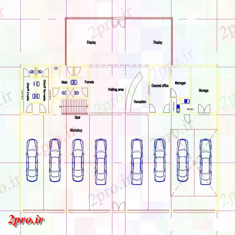 دانلود نقشه نمایشگاه ; فروشگاه - مرکز خرید لیک چرخ فروشگاه معماری جزئیات طرح 15 در 30 متر (کد154079)
