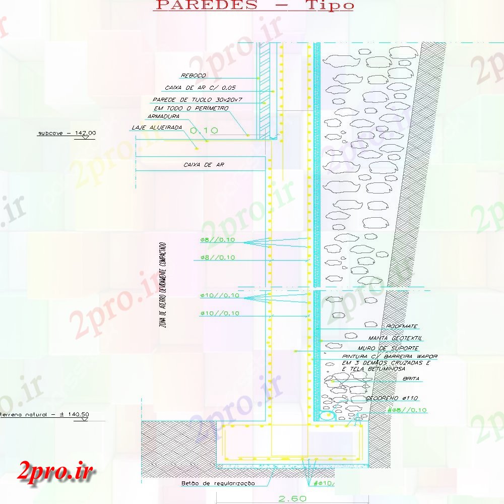 دانلود نقشه مسکونی  ، ویلایی ، آپارتمان  زیر دیوار جزئیات طرح (کد154153)