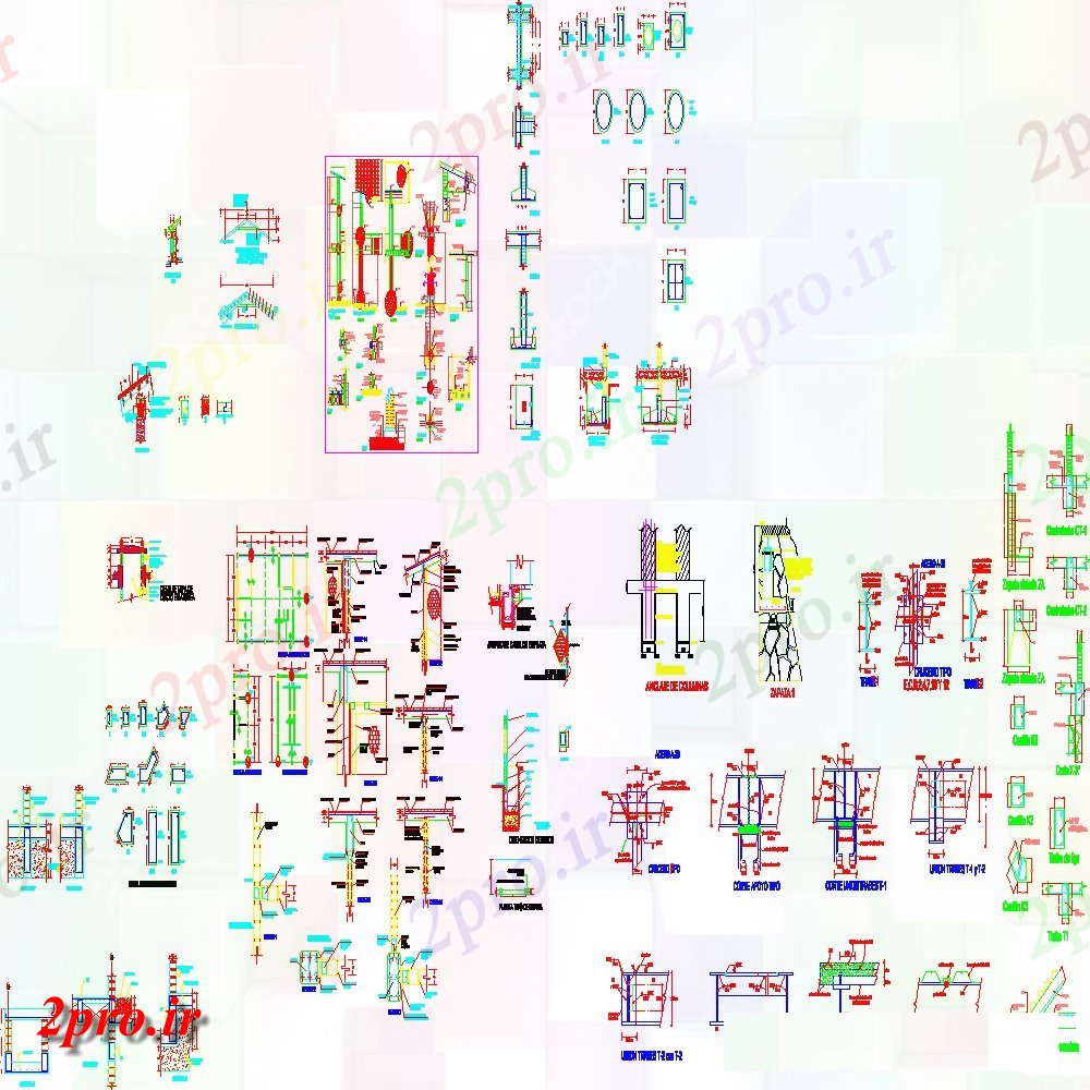 دانلود نقشه طراحی جزئیات ساختار جزئیات بخش ستون ساختاری  (کد154218)