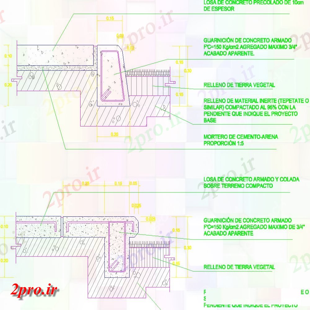 دانلود نقشه طراحی جزئیات ساختار جانبی پیاده روی جزئیات (کد154225)