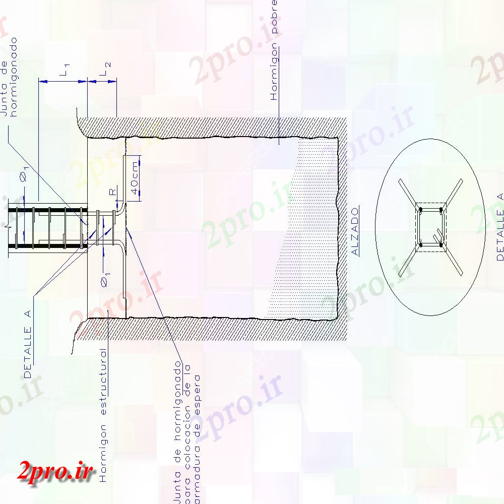 دانلود نقشه طراحی اتوکد پایه طرحی پایه مربع و بخش  (کد154514)