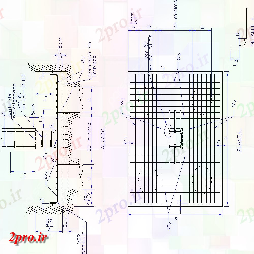 دانلود نقشه طراحی اتوکد پایه جزئیات طرحی پایه مربع و بخش  چیدمان (کد154522)