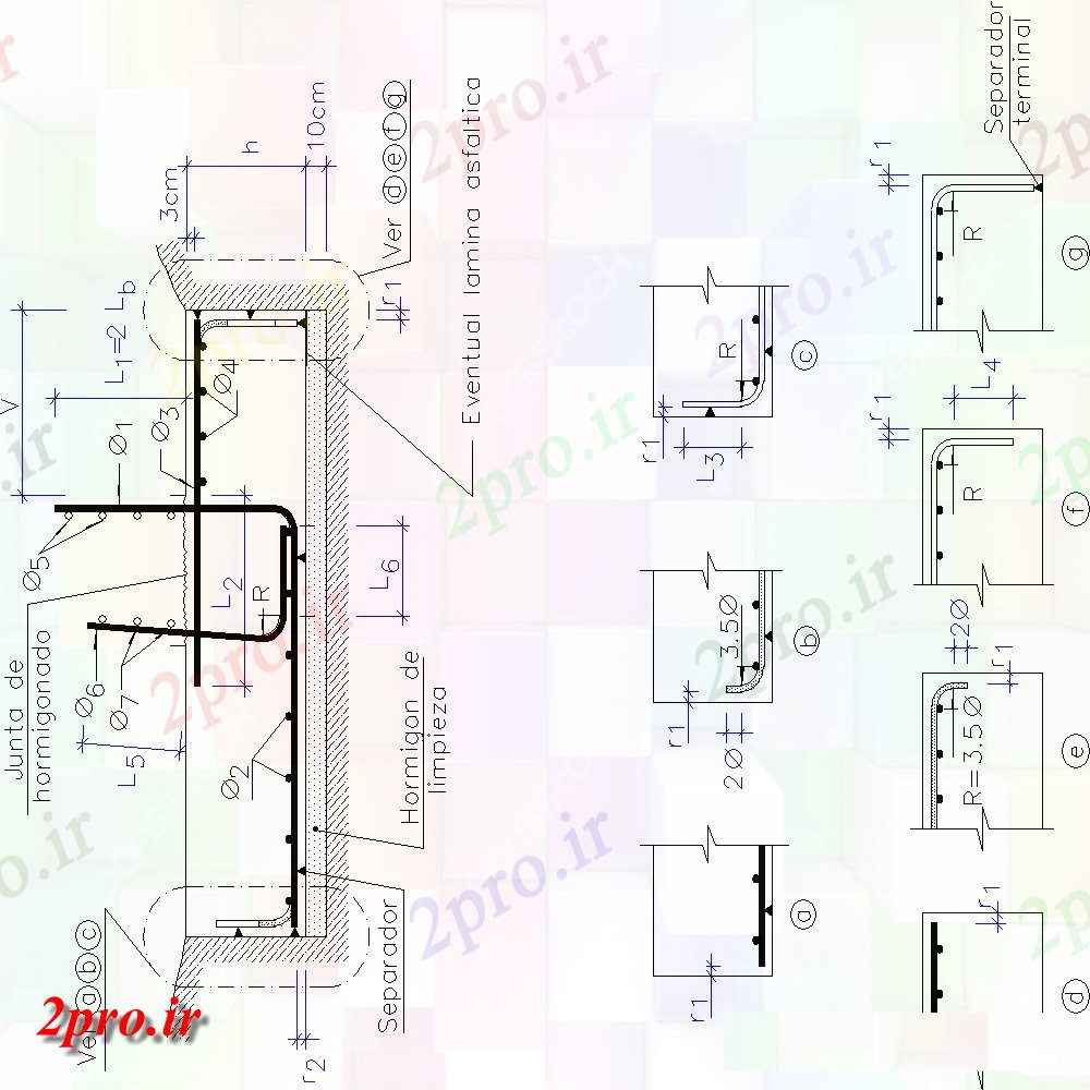 دانلود نقشه طراحی اتوکد پایه طرحی پایه قوس و بخش  (کد154528)