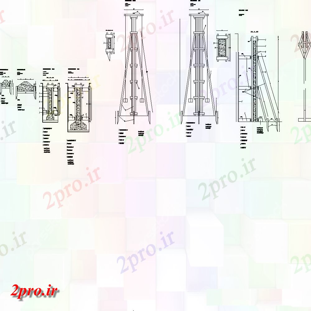 دانلود نقشه طراحی جزئیات ساختار قوس جزئیات مرکز با نظر نما (کد154565)