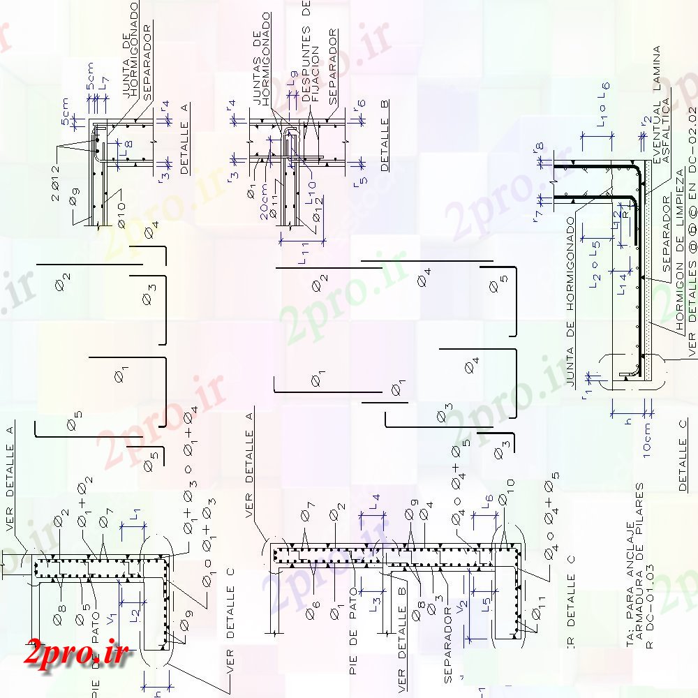 دانلود نقشه جزئیات پله و راه پله  زمین را پر حائل بخش دیوار   (کد154588)