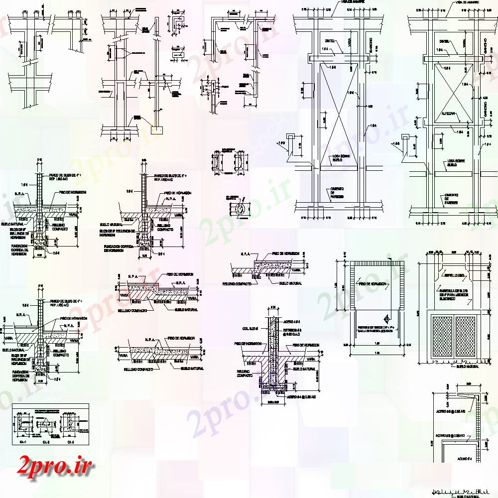 دانلود نقشه طراحی جزئیات ساختار جزئیات ساختار با  مقطعی (کد154658)