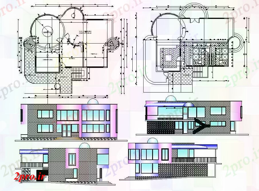 دانلود نقشه ساختمان اداری - تجاری - صنعتی طرحی ساختمان نما جزئیات طراحی 23 در 35 متر (کد154744)
