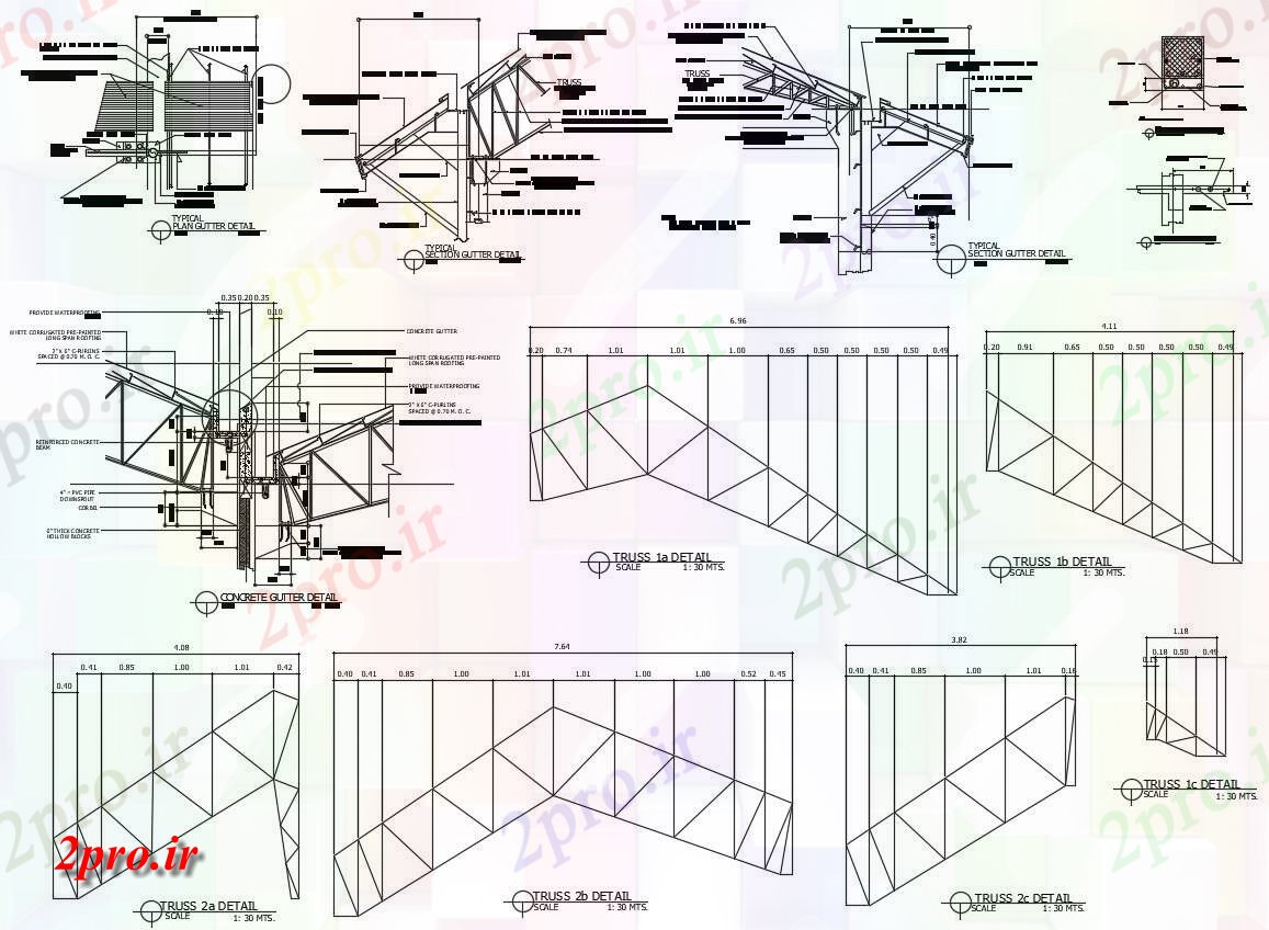 دانلود نقشه جزئیات ساخت و ساز سقف از فلز طراحی (کد154762)