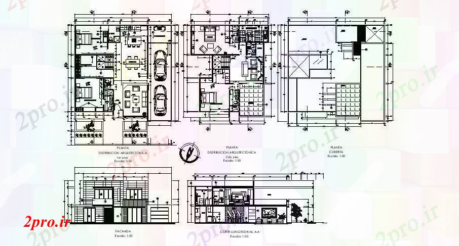 دانلود نقشه خانه های کوچک ، نگهبانی ، سازمانی - طراحی ویلایی 14 در 14 متر (کد154765)