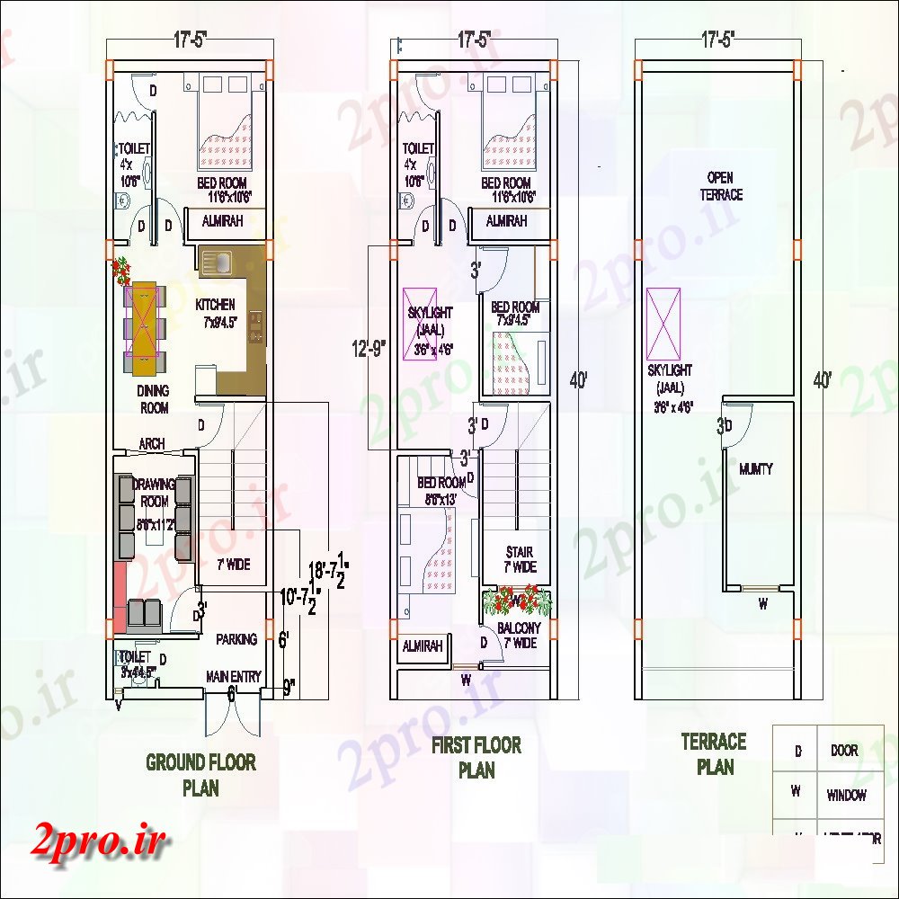 دانلود نقشه مسکونی ، ویلایی ، آپارتمان طرحی چیدمان خانه 5 در 12 متر (کد154776)