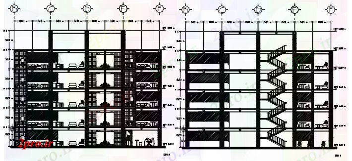 دانلود نقشه ساختمان اداری - تجاری - صنعتی طراحی چند طبقه ساختمان (کد154798)