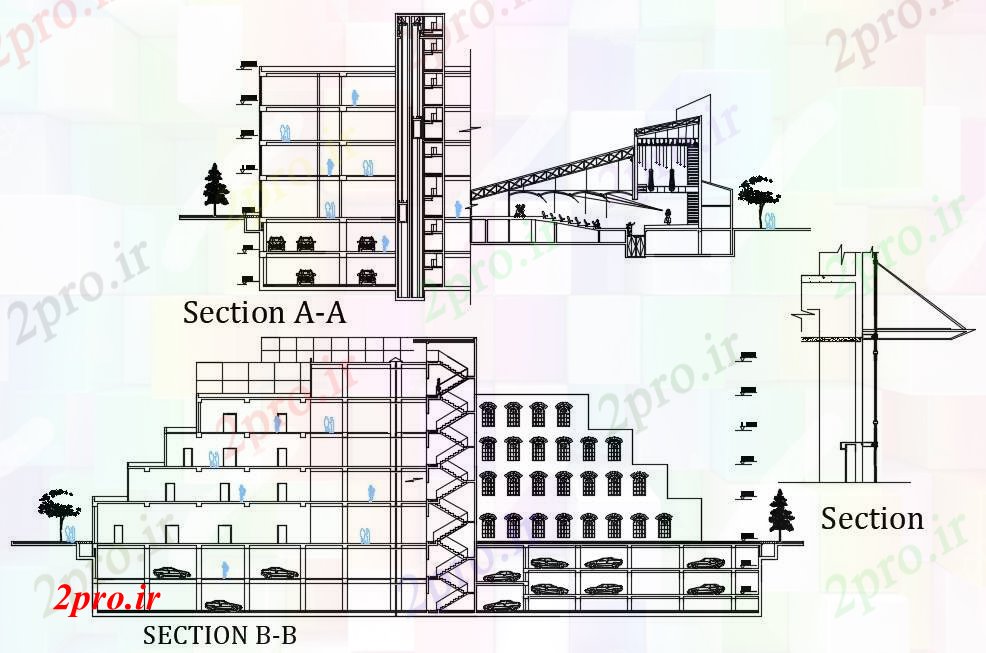 دانلود نقشه ساختمان اداری - تجاری - صنعتی بخش ساختمان نشیمن (کد154804)