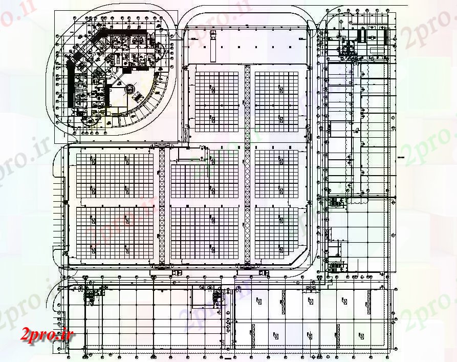 دانلود نقشه ساختمان اداری - تجاری - صنعتی دفتر شرکت ساختمانی طرحی طبقه 38 در 99 متر (کد154811)