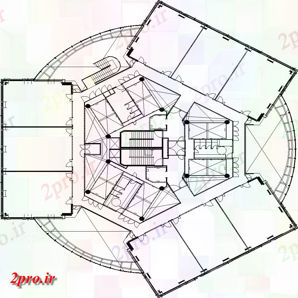 دانلود نقشه ساختمان اداری - تجاری - صنعتی بالا شرکت ساختمانی 11 در 26 متر (کد154851)