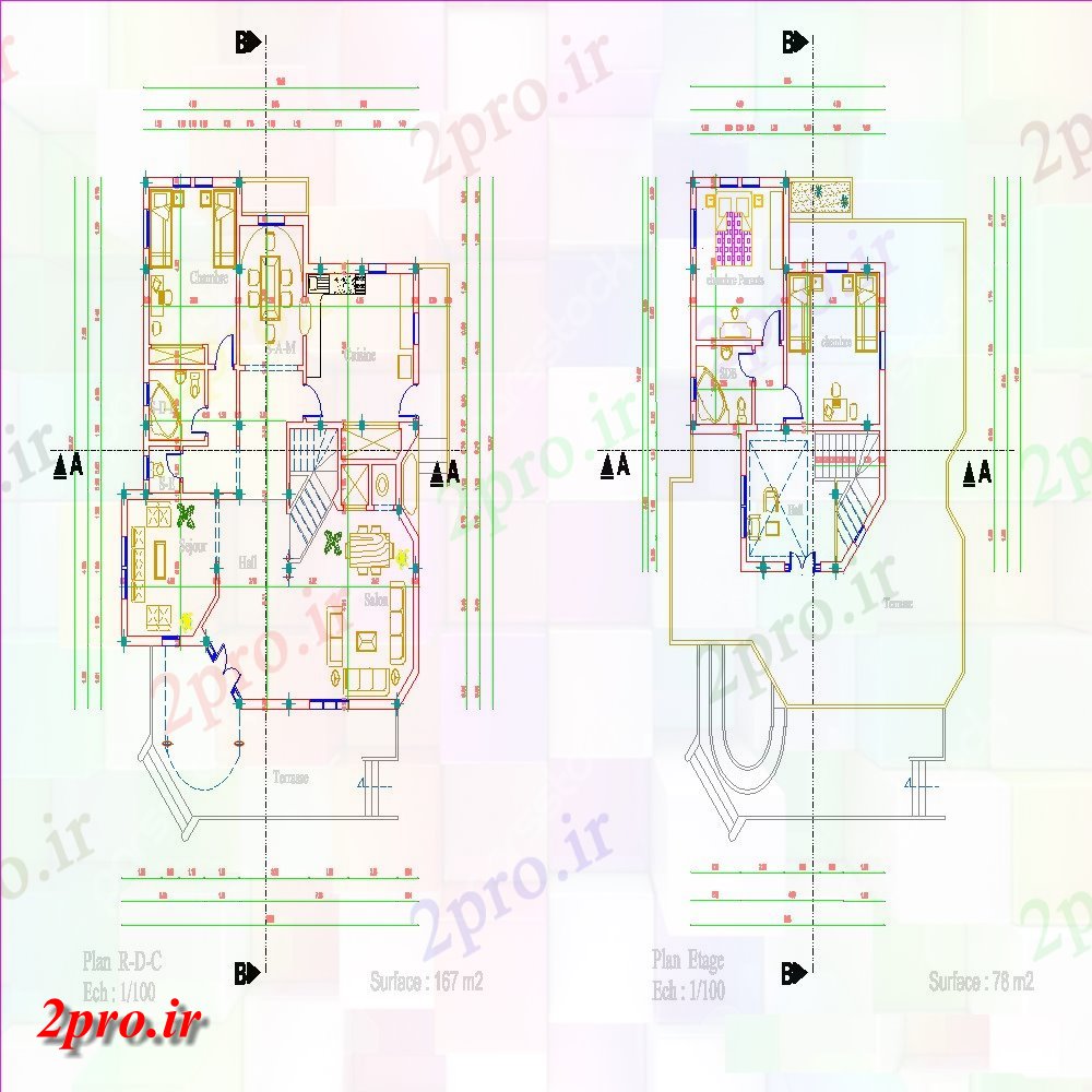دانلود نقشه مسکونی ، ویلایی ، آپارتمان معماری پروژه خانه 13 در 14 متر (کد154856)