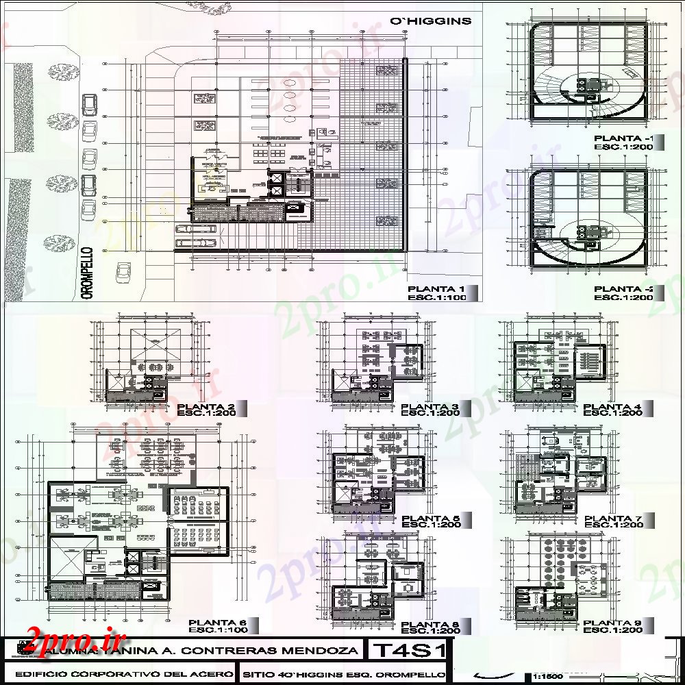 دانلود نقشه ساختمان اداری - تجاری - صنعتی شرکت کف بنا 22 در 36 متر (کد154859)