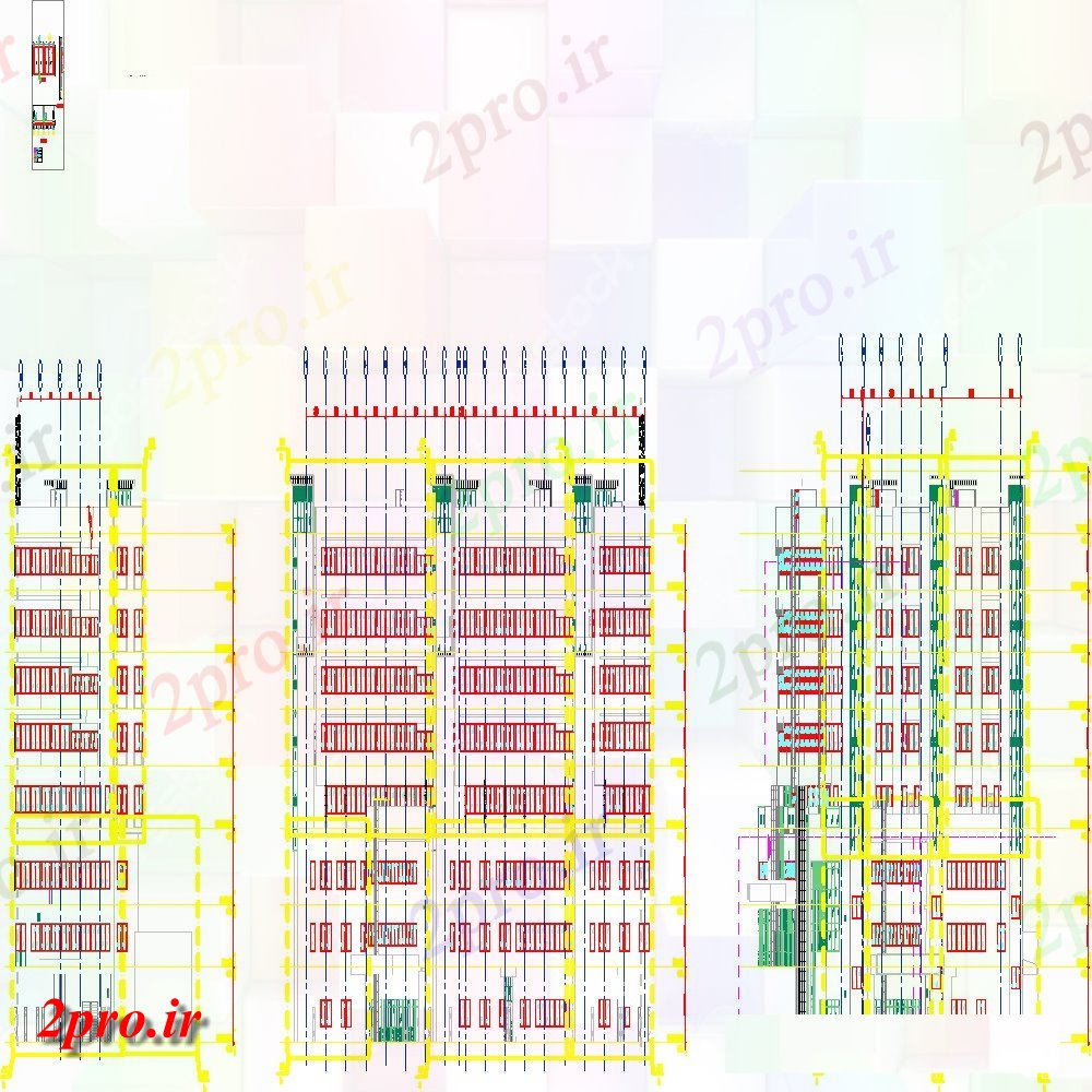 دانلود نقشه ساختمان اداری - تجاری - صنعتی ساختمان نمای (کد154912)