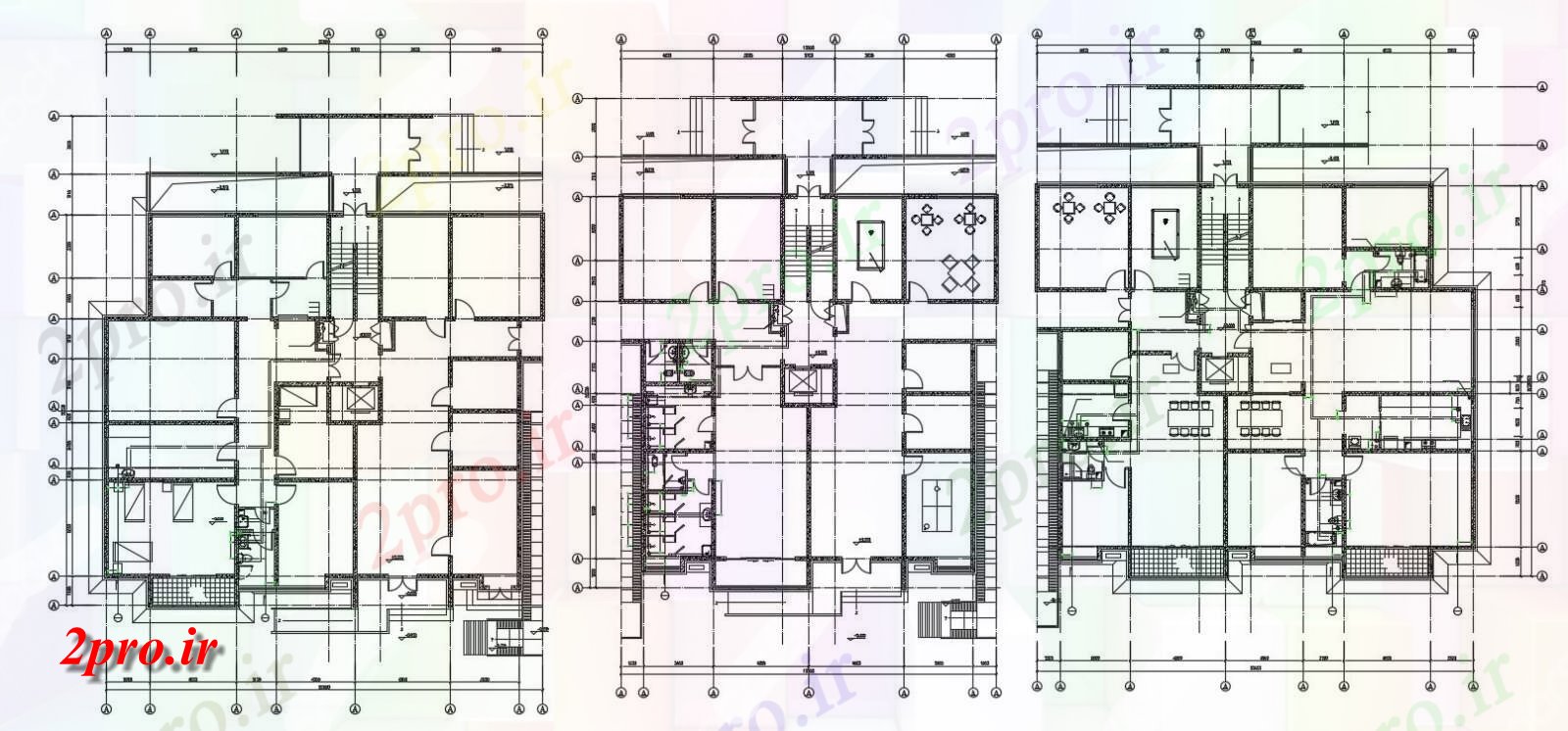 دانلود نقشه ساختمان اداری - تجاری - صنعتی ساختمان بازرگانی و آپارتمان طرحی چیدمان 19 در 25 متر (کد154922)