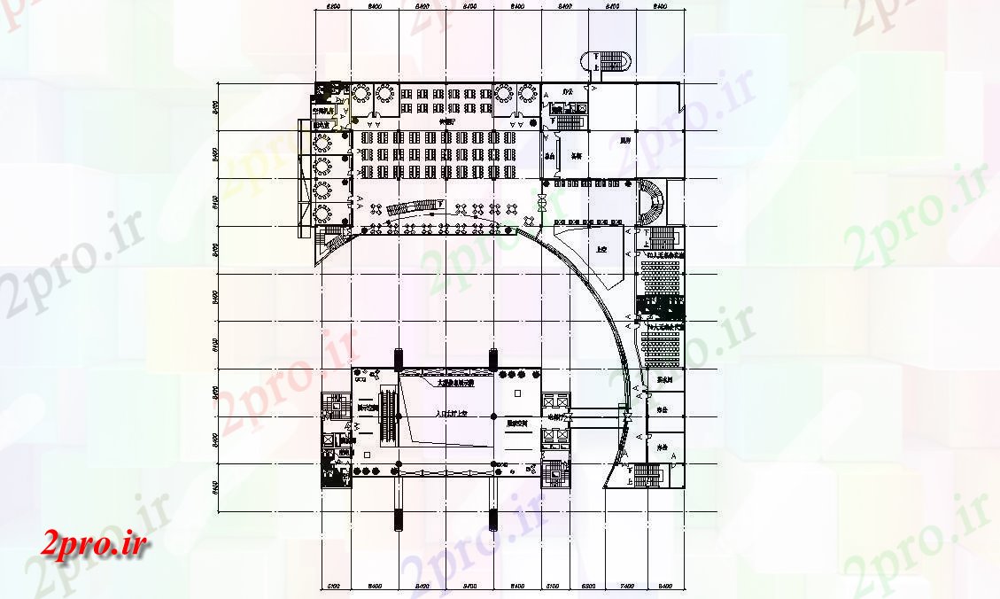 دانلود نقشه ساختمان اداری - تجاری - صنعتی دفتر اتوکد جزئیات طرح 32 در 65 متر (کد154936)