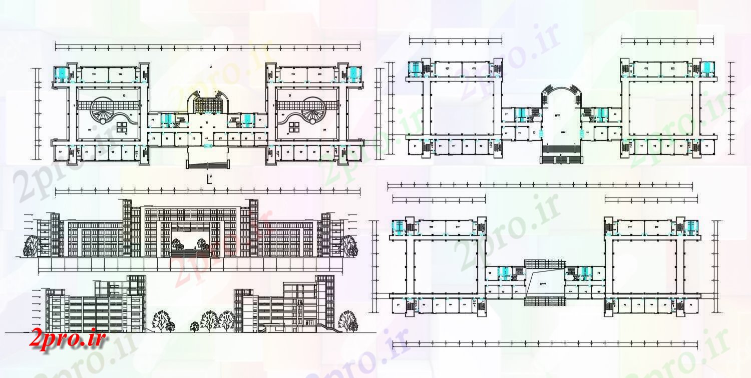 دانلود نقشه هتل - رستوران - اقامتگاه طرحی هتل طبقه نشیمن 52 در 172 متر (کد154949)