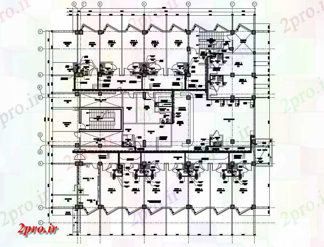 دانلود نقشه هتل - رستوران - اقامتگاه نشیمن اتاق هتل به 31 در 65 متر (کد154964)