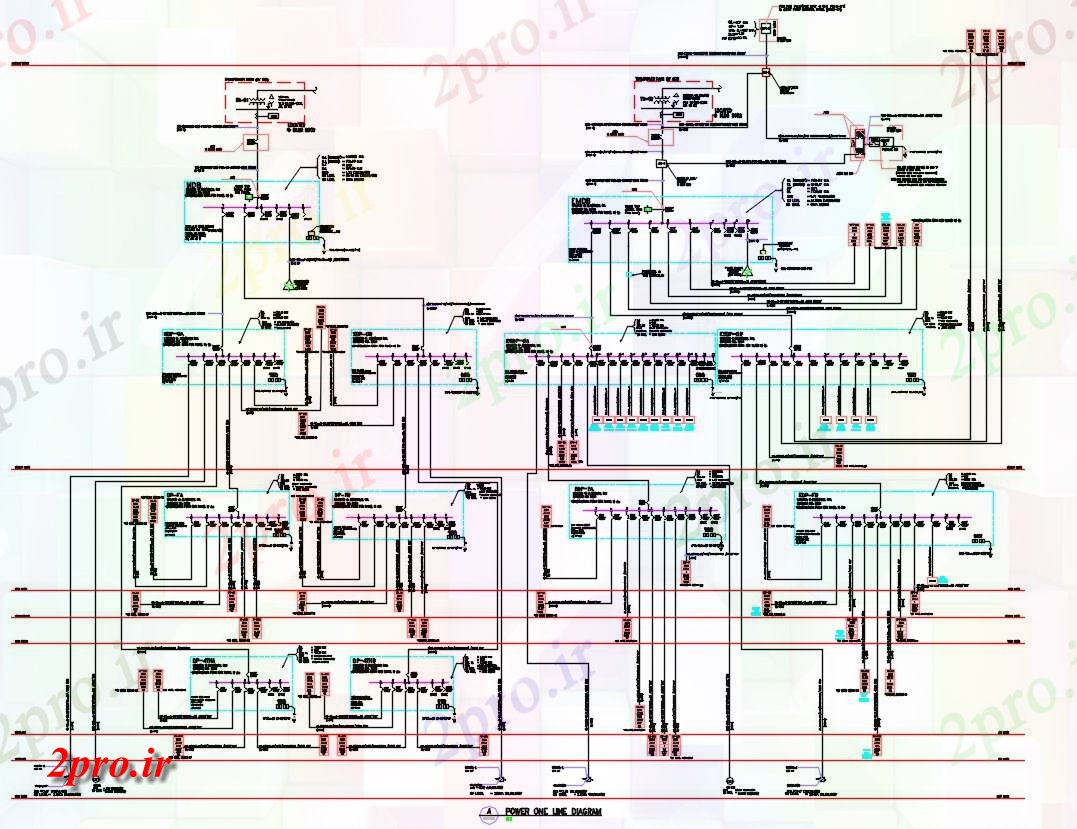 دانلود نقشه برق کشی ، اتصالات سیستم های قدرت یک خط نمودار  (کد154969)