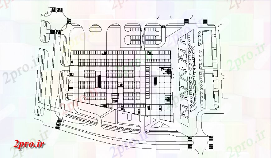 دانلود نقشه ساختمان اداری - تجاری - صنعتی زیرزمین پارکینگ 109 در 151 متر (کد154992)