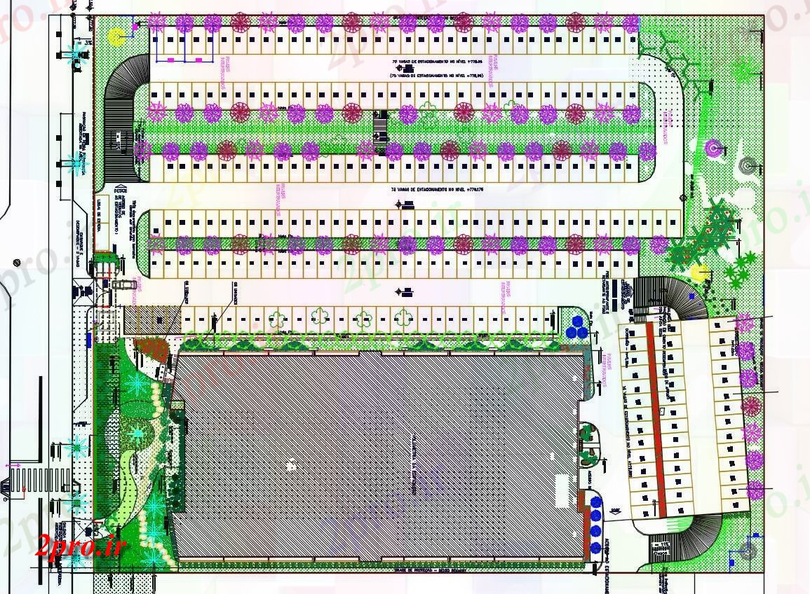 دانلود نقشه باغ شخصیدان حزب با پارکینگ به 38 در 74 متر (کد155002)
