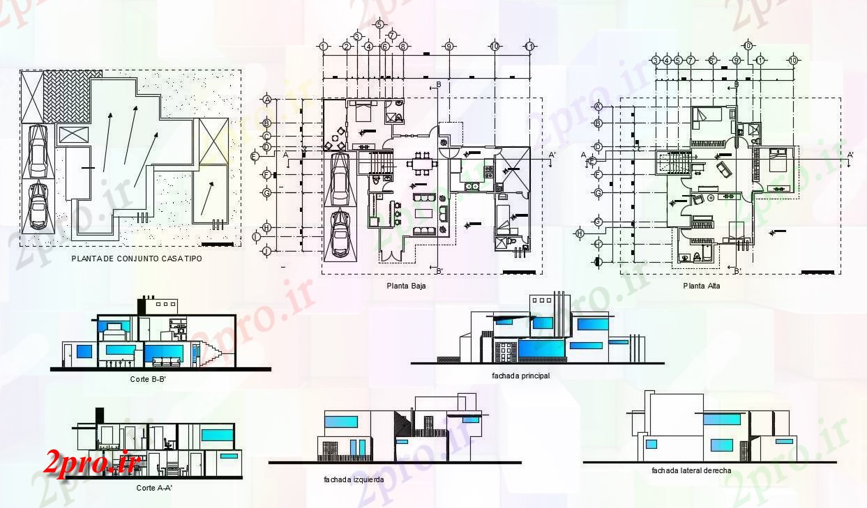 دانلود نقشه خانه های کوچک ، نگهبانی ، سازمانی - معماری ویلایی طرحی با نما 14 در 19 متر (کد155005)